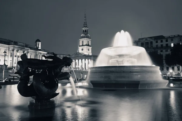 Trafalgar Square Night Fountain National Gallery London — Stock Photo, Image