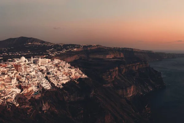 Santorini Skyline Natten Med Byggnader Grekland — Stockfoto