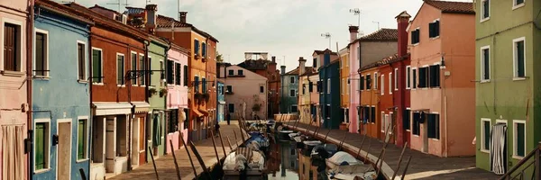 Barevné Burano Kanál Panoramatický Pohled Benátky Itálie — Stock fotografie