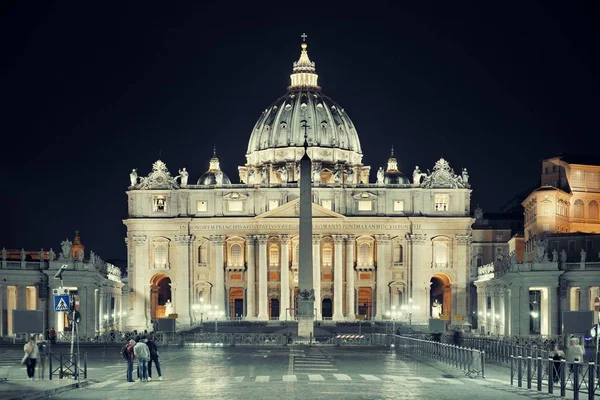 Basilique Saint Pierre Nuit Dans Cité Vatican — Photo