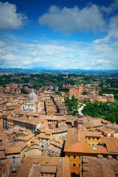 Medeltida Staden Siena Takutsikt Med Historiska Byggnader Italien — Stockfoto