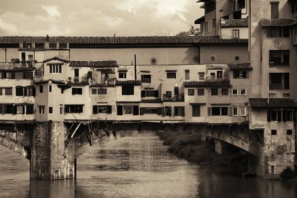 Vista Panorámica Del Ponte Vecchio Sobre Río Arno Florencia Italia — Foto de Stock