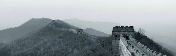 Velká Zeď Panorama Černé Bílé Pekingu Čína — Stock fotografie