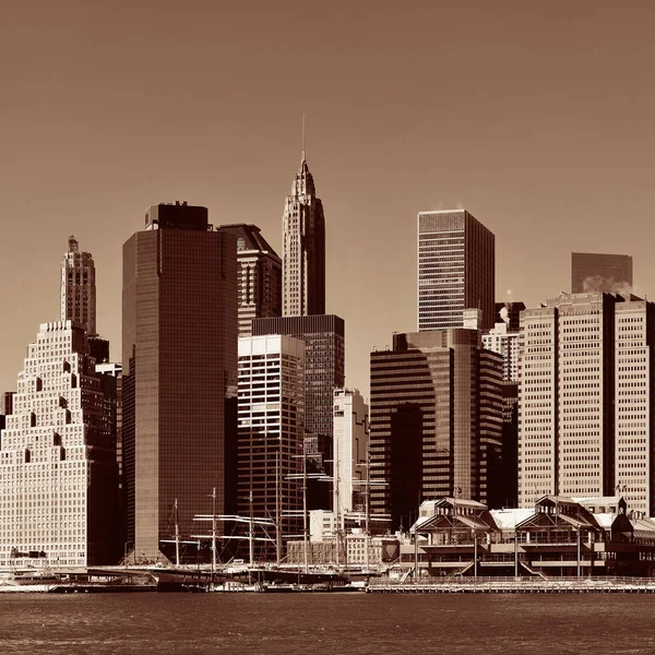 Centrum Panorama Manhattanu Městské Mrakodrapy Přes Hudson River — Stock fotografie