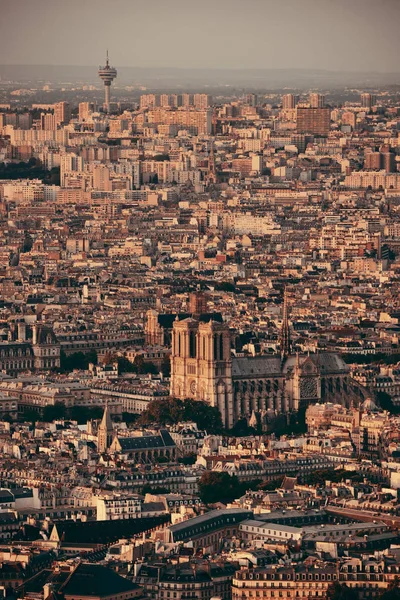 Παρίσι Θέα Στον Τελευταίο Όροφο Της Πόλης Στο Ηλιοβασίλεμα — Φωτογραφία Αρχείου