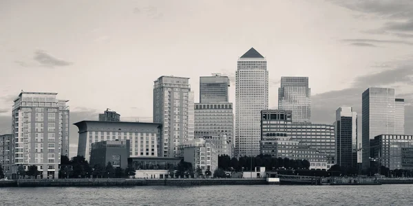 Canary Wharf Zakendistrict Londen Zwart Wit — Stockfoto