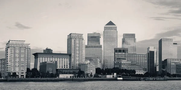 Canary Wharf Affärsdistrikt London Svart Och Vitt — Stockfoto