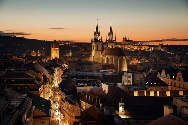 Praga Dachu Panoramę Zabytkowymi Budynkami Republika Czeska — Zdjęcie stockowe