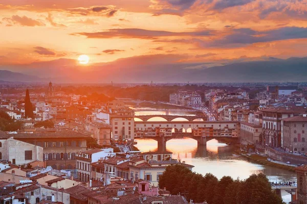 Florens Skyline Sett Utifrån Piazzale Michelangelo Vid Solnedgången — Stockfoto