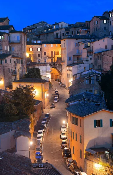 Velha Cidade Medieval Siena Itália Noite — Fotografia de Stock