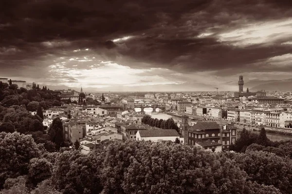 Florencja Panorama Oglądane Piazzale Michelangelo Czarno Białe — Zdjęcie stockowe
