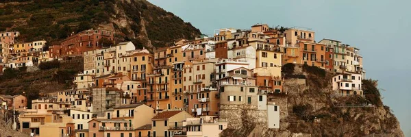 Italiaanse Stijl Residentiële Gebouwen Boven Klif Panorama Manarola Cinque Terre — Stockfoto