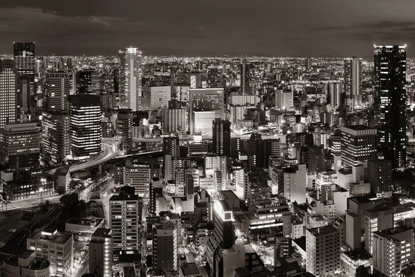 Vista Panorâmica Cidade Urbana Osaka Noite Japão — Fotografia de Stock