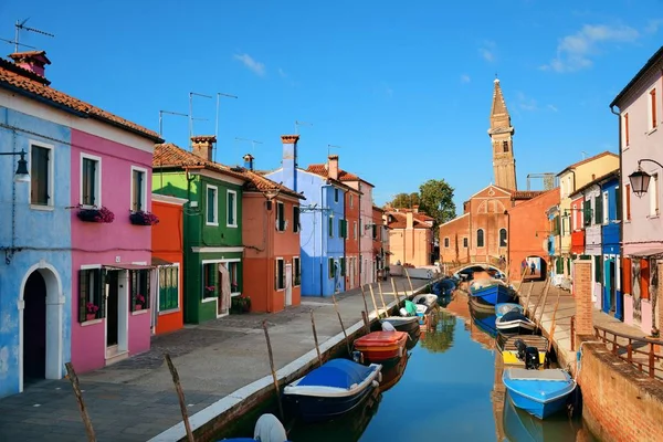 Burano Colorful Historical Buildings Canal Venice Italy — Stock Photo, Image