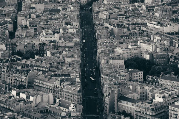 Paryż Ulica Widok Dach Czerni Bieli — Zdjęcie stockowe