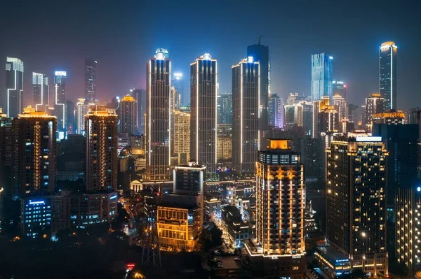 Widok Anteny Zbliżenie Miejskich Budynków Panoramę Miasta Chongqing — Zdjęcie stockowe
