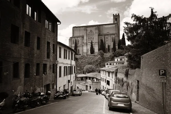 Straßenansicht Einer Alten Straße Mit Alten Gebäuden Siena Italien — Stockfoto