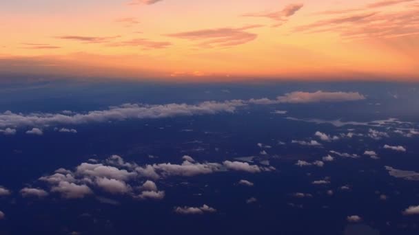 Colorful Sky Cloud Viewed Airplane — Stock Video