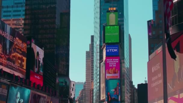 New York City Eylül 2018 Kalabalık Trafik Billboard Insanlar Times — Stok video