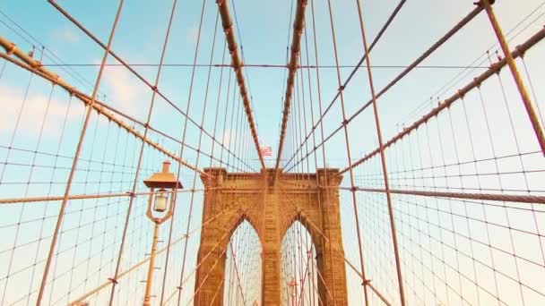 Brooklynský Most Při Západu Slunce New York City — Stock video