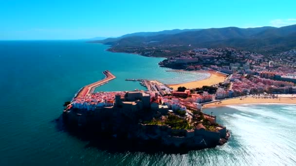 Castillo Peniscola Visto Desde Aire España — Vídeos de Stock