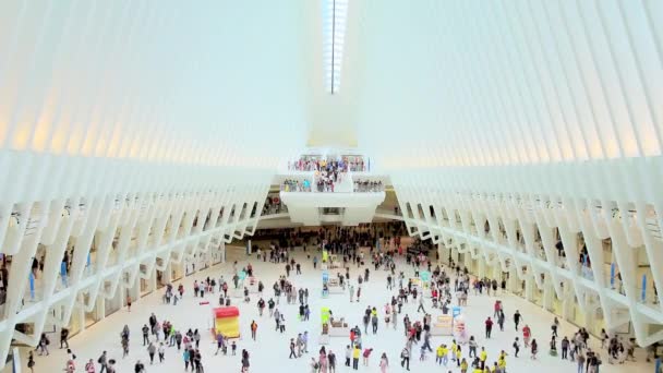Нью Йорк Вересня 2018 Всесвітній Торговий Центр Перевезення Концентратор Внутрішній — стокове відео