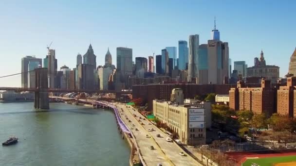 맨하탄 브루클린 브리지와 교통의 위에서 뉴욕시 2018 Timelapse — 비디오