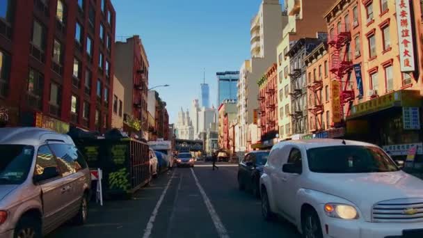 Nova Iorque City Eua Oct 2018 Atravesse Rua Com Arranha — Vídeo de Stock