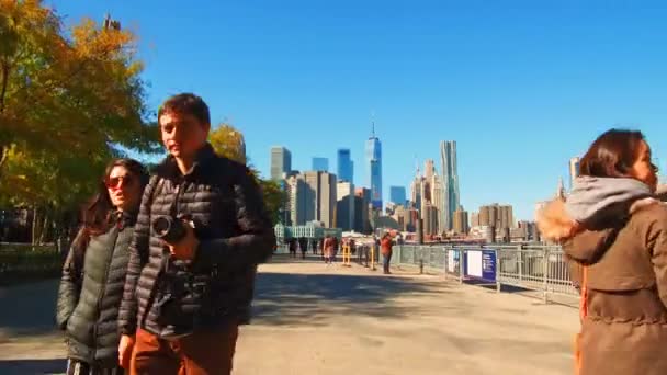 New York City Usa Října 2018 Převrhnutí Manhattan Mrakodrapy Nábřeží — Stock video