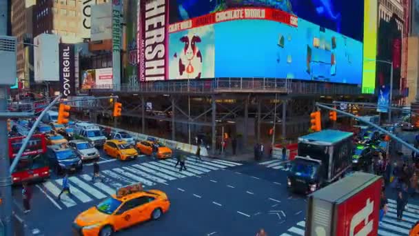 Нью Йорк Вересня 2018 Times Square Timelapse Billboard Переповненому Трафіку — стокове відео