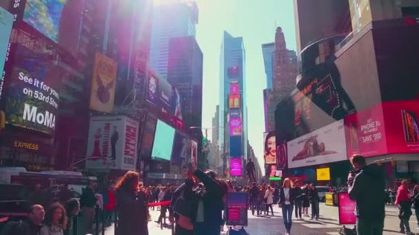 Ciudad Nueva York Septiembre 2018 Times Square Con Cartelera Tráfico — Vídeo de stock