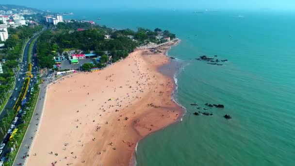 Xiamen Beach Hava Görünümünde Fujian Çin — Stok video