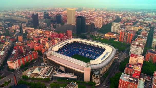 Madrid Spanien Maj 2018 Flygfoto Över Santiago Bernabeu Stadion Som — Stockvideo