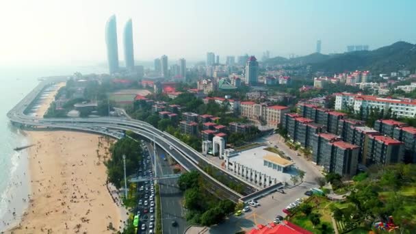 Xiamen Beach Luftaufnahme Fujian China — Stockvideo