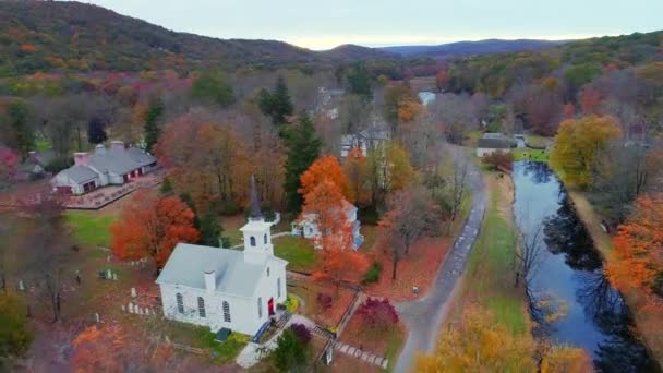 Luchtfoto Van Het Waterloo Dorp Herfst New Jersey — Stockvideo