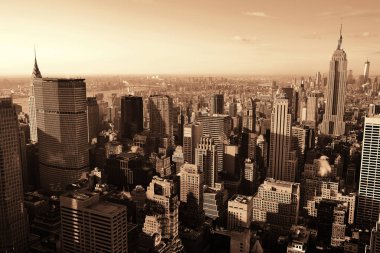 New York City gökdelenleri Çatı manzarası.