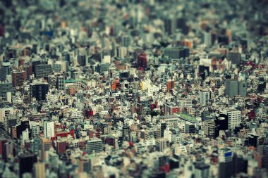 Tokyo kentsel çatı manzarası arka plan eğim değişimi efekti, Japonya.