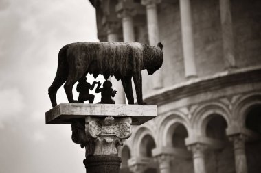 Pisa, İtalya 'da Capitoline Wolf (veya Dişi Kurt) heykelinin bulunduğu eğik kule dünya çapında bilinen bir simgedir..