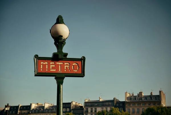 Vintage Metro Sign Paris Street — Stock Photo, Image