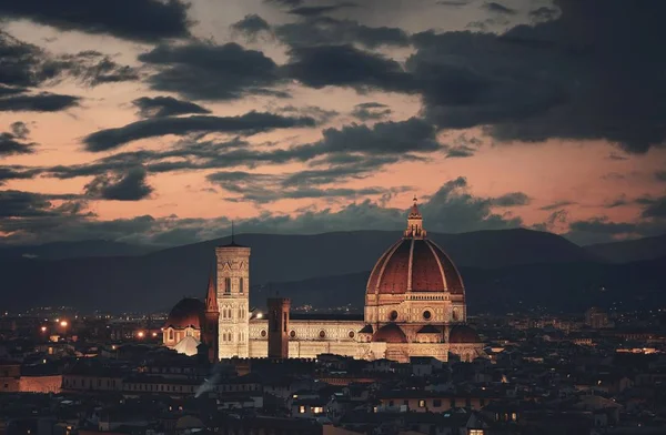 Cathédrale Florence Avec Horizon Ville Vue Piazzale Michelangelo Nuit — Photo