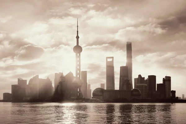 Shanghai Skyline Panorama Med Moderna Skyskrapor Kina — Stockfoto