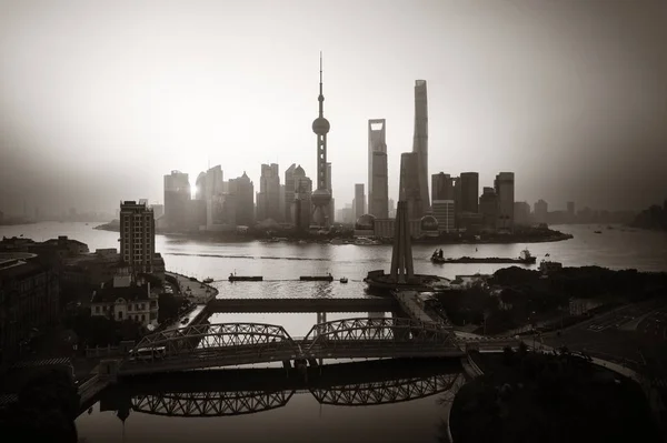 Shanghai Stad Luchtfoto Met Pudong Zakelijke Wijk Skyline China — Stockfoto