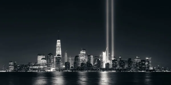 Centrum Panorama New Yorku Noci Panorama Nad Řeky Hudson Září — Stock fotografie