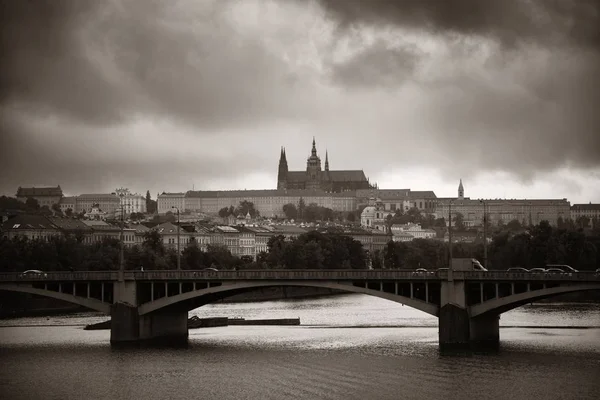 Prague Skyline Bridge River Czech Republic — Stock Photo, Image