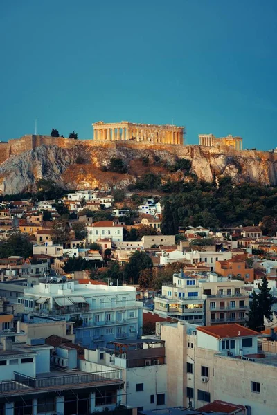 Atenas Vista Telhado Skyline Noite Grécia — Fotografia de Stock