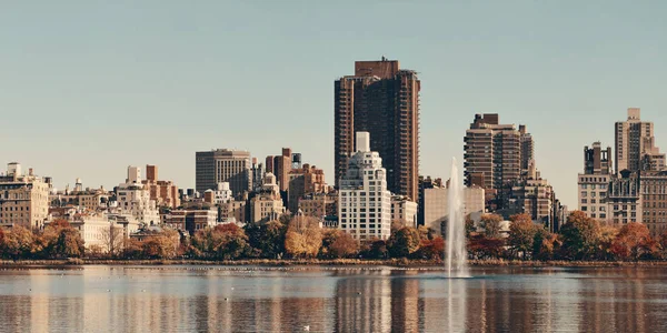 Central Park Manhattan Oost Kant Luxe Gebouw Panorama Het Meer — Stockfoto