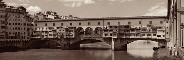 Ponte Vecchio Rivier Arno Panorama Florence Italië — Stockfoto
