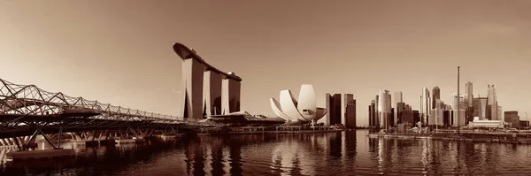 Singapour Skyline Avec Des Bâtiments Urbains Sur Eau — Photo