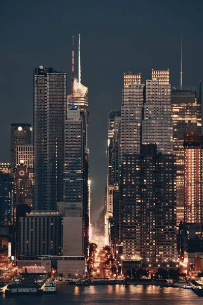 Небоскрёбы Центре Манхэттена Нью Йорк Ночью — стоковое фото