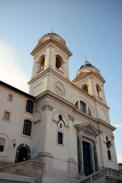 Igreja Trinita Dei Monti Topo Escadaria Espanhola Roma Itália — Fotografia de Stock